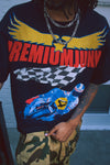 Premiumjunk Crop Racing Tee w/ Rhinestones (Black)