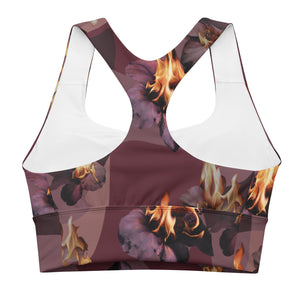 Women's Premiumjunk Burning Rose Longline sports bra