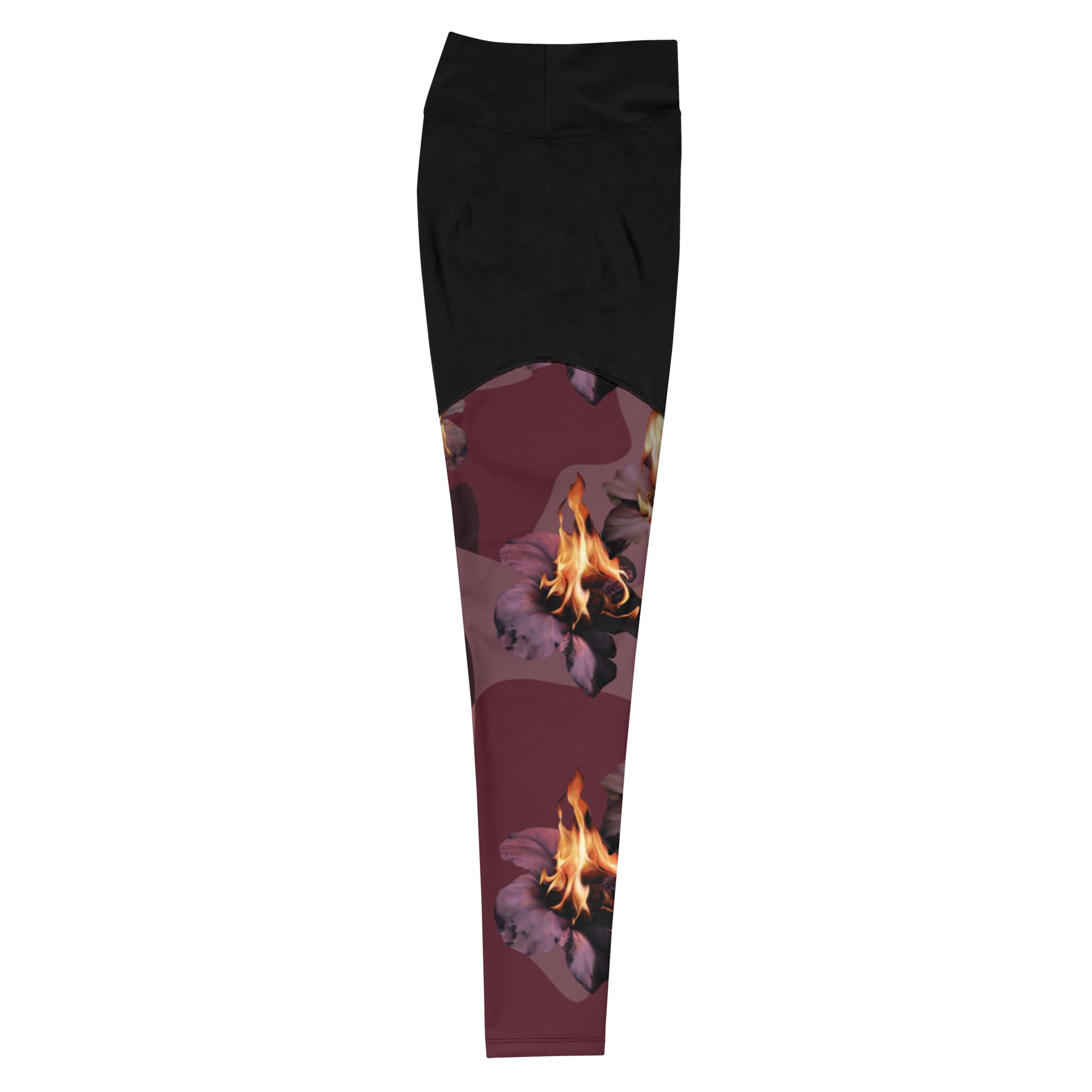 Women's Premiumjunk Burning Rose Sports Leggings
