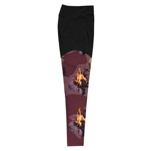 Women's Premiumjunk Burning Rose Sports Leggings