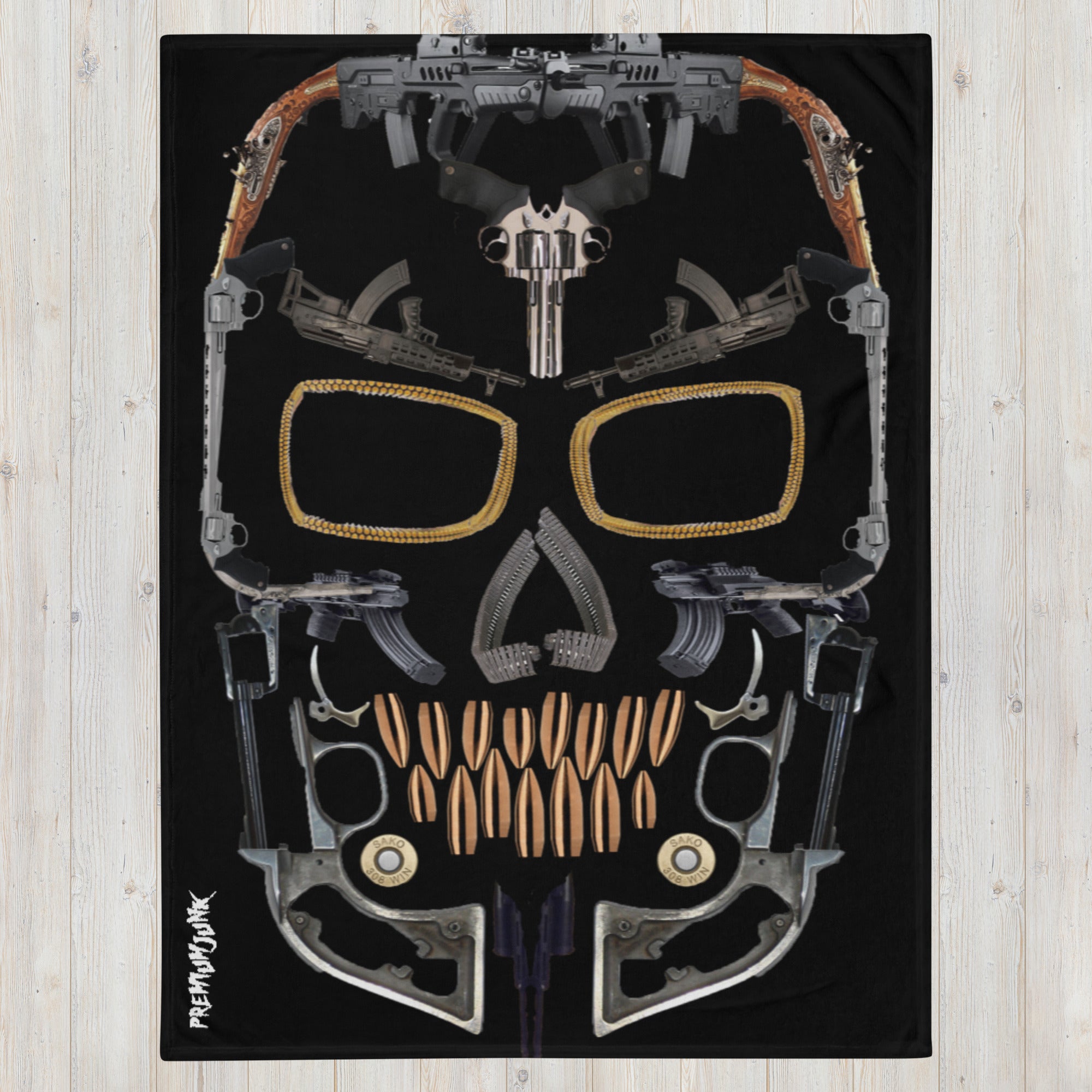 Gun Skull Throw Blanket